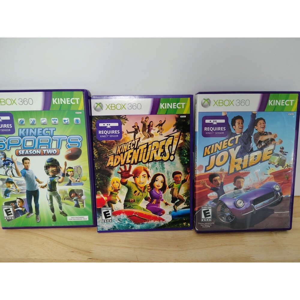 Lot of 3 Kinect Xbox 360 Games Adventures, Joy Ride And Sports Season 2